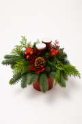 Juledekoration med 2 lys og gran