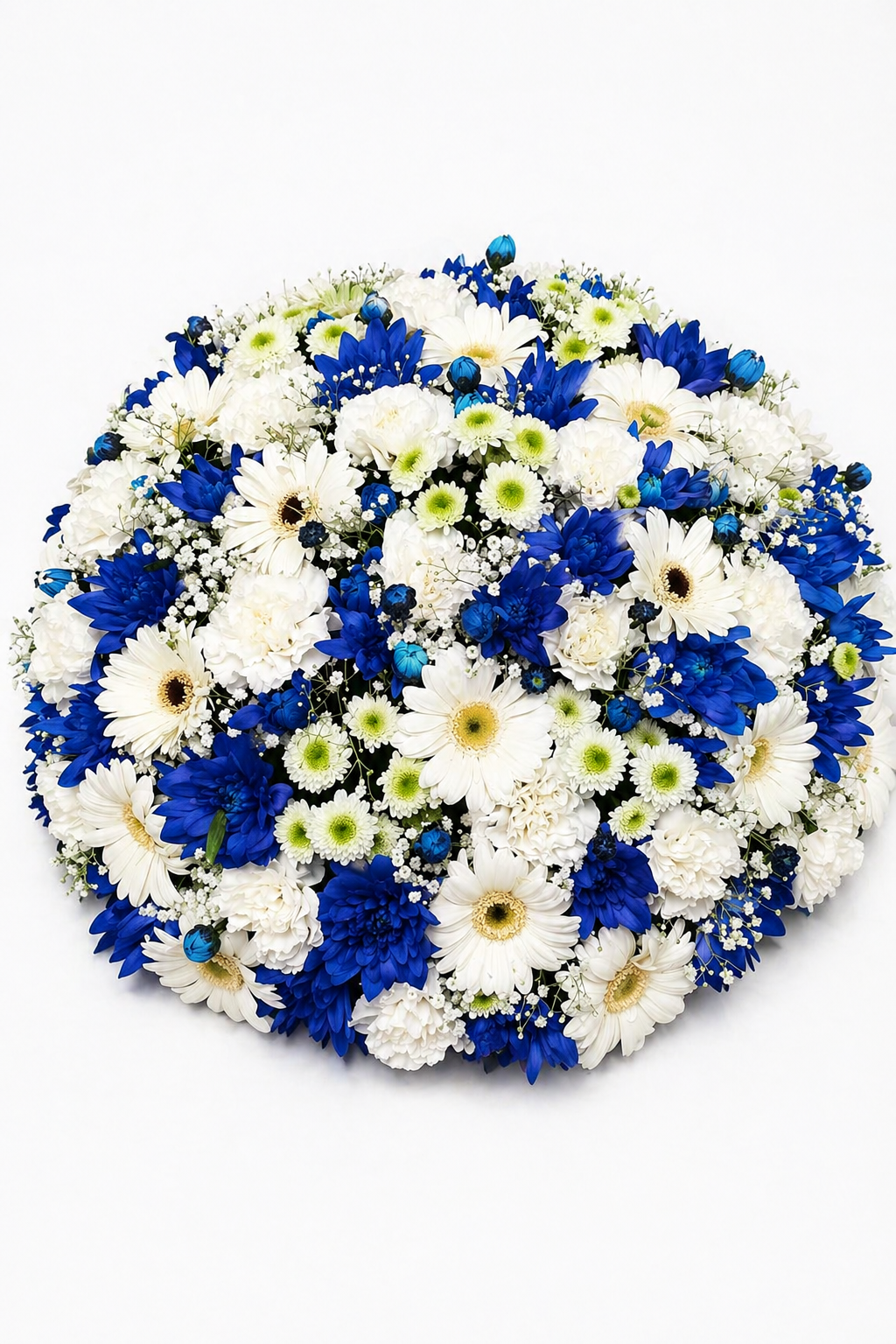 Blomsterpude i hvide og blå blomster
